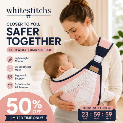 Fascia Porta-Bambino 🎒🌬️⚖️ Leggera e traspirante, distribuisce uniformemente il peso del bambino, con fibbia facile da usare per indossarla velocemente e mantenere le mani libere durante passeggiate e commissioni.