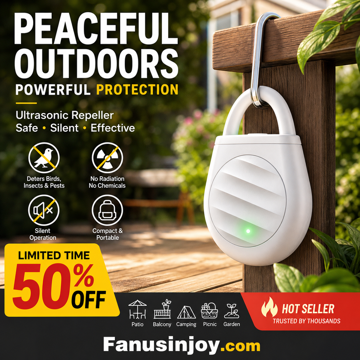 🔥REPELLENTE A ULTRASUONI PER GIARDINO 🌿🏡🔋 Modello silenzioso senza tossine, con impostazioni interne ed esterne, batteria a lunga autonomia, protegge giardino e spazio esterno della casa dai guasti causati dagli uccelli.🚫🦅